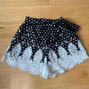 Miguelina Black and White Skorts with Polka Dots and Lace